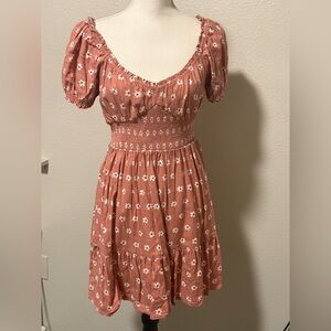 Floral Puff Sleeve Dress in Pink